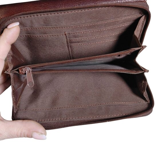 Leather Brown Wallet Vintage Wilson Multiple Compartments Snap Closure Organizer - Picture 9 of 12